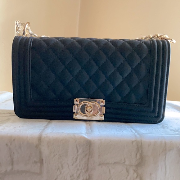 Handbag Jelly Handbag with gold chain strap Black - Picture 2 of 7